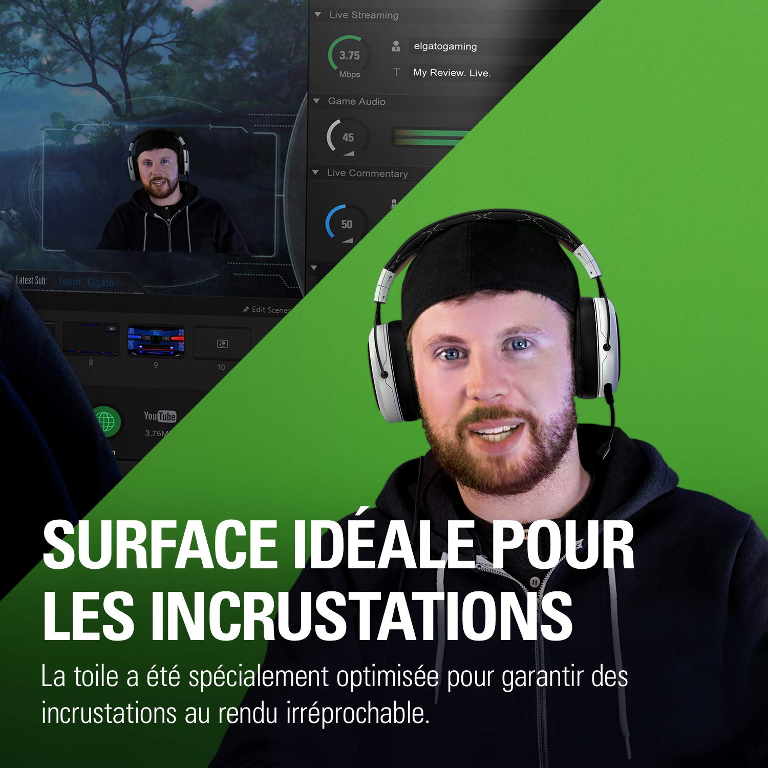 Elgato Green Screen fond vert rétractable 148x180 cm