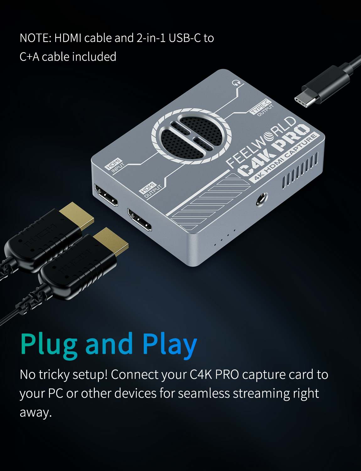 FeelWorld Live Streaming Camera C4K PRO carte capture 4K60