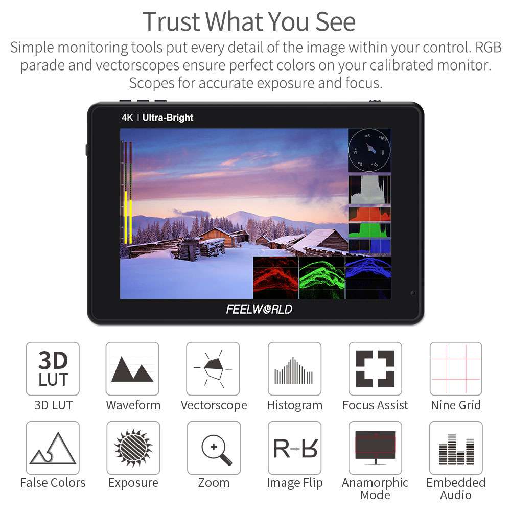 FeelWorld LUT7 moniteur terrain 7 pouces 2200 nits tactile + F750