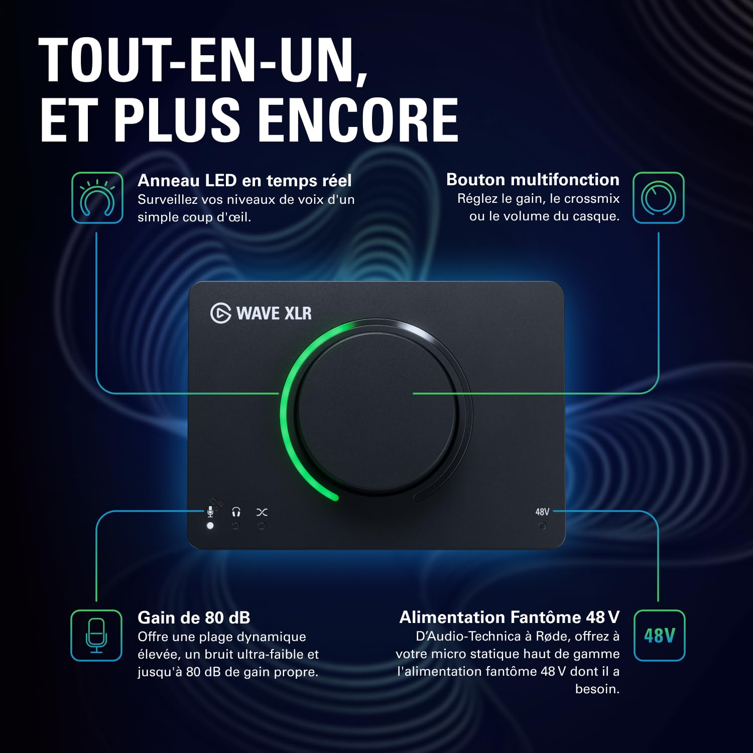 Elgato Wave XLR MK.2 Interface Audio USB 80dB Noir