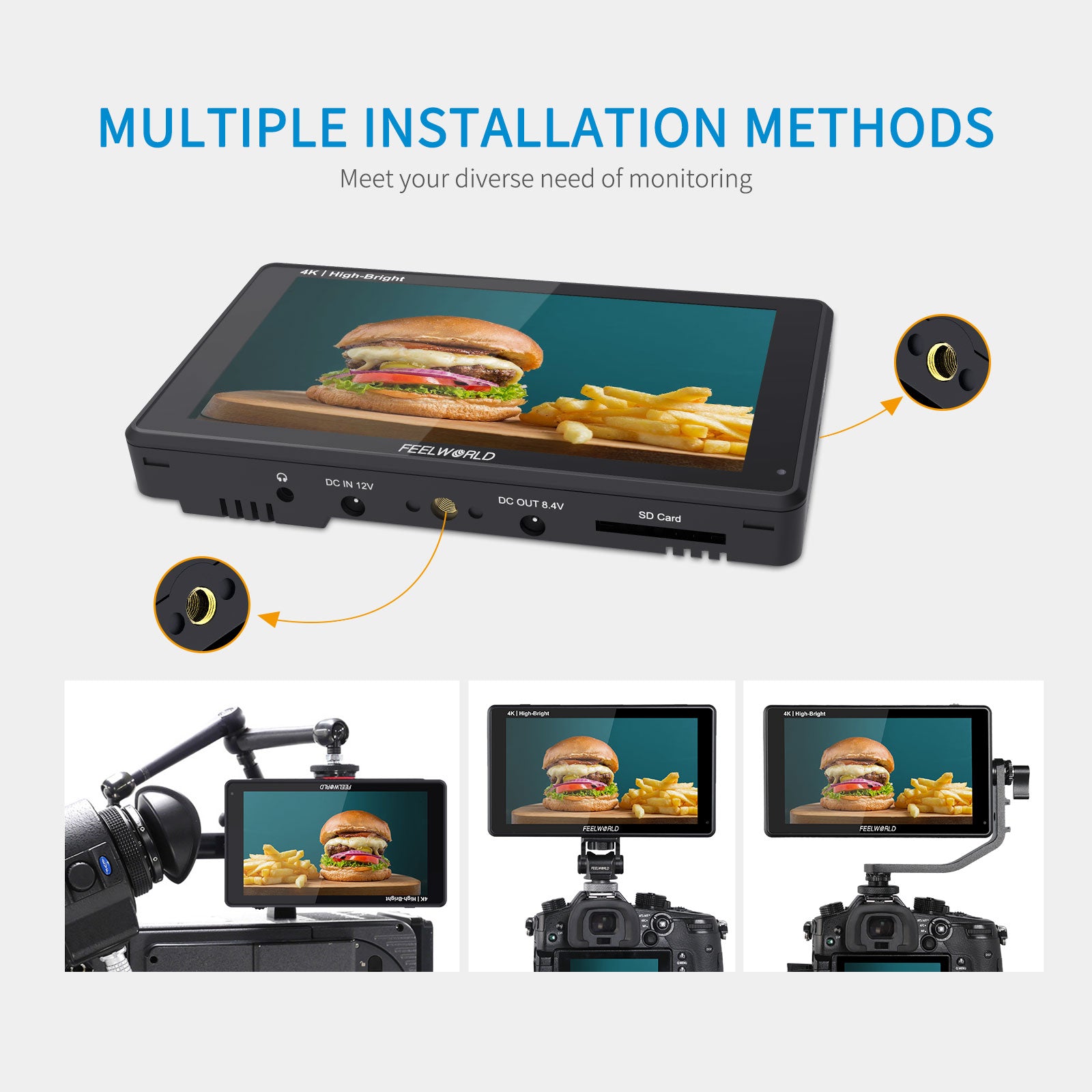 FeelWorld LUT6E moniteur terrain 6" tactile 1600 nits 4K