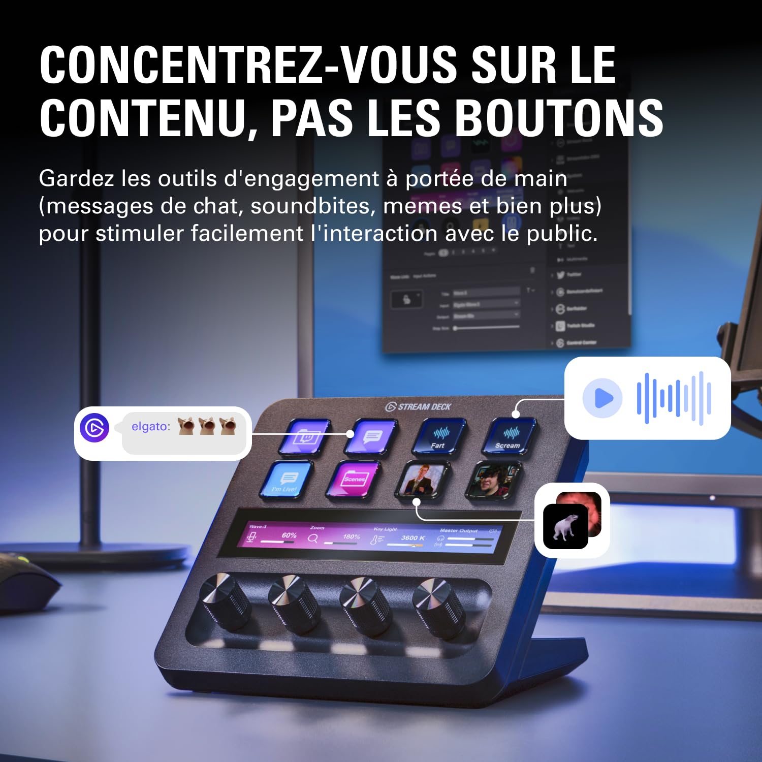 Elgato Stream Deck + console noir boutons rotatifs tactile