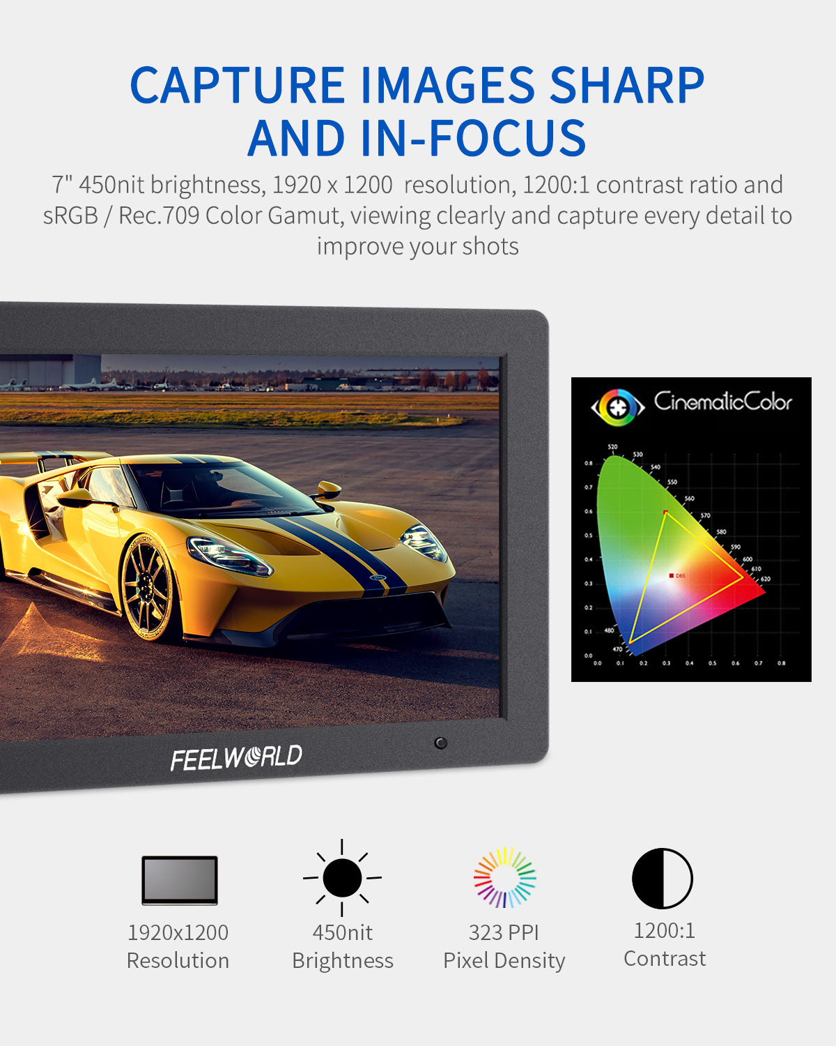 FeelWorld T7 PLUS moniteur terrain 7" 3D LUT HDMI 4K alu