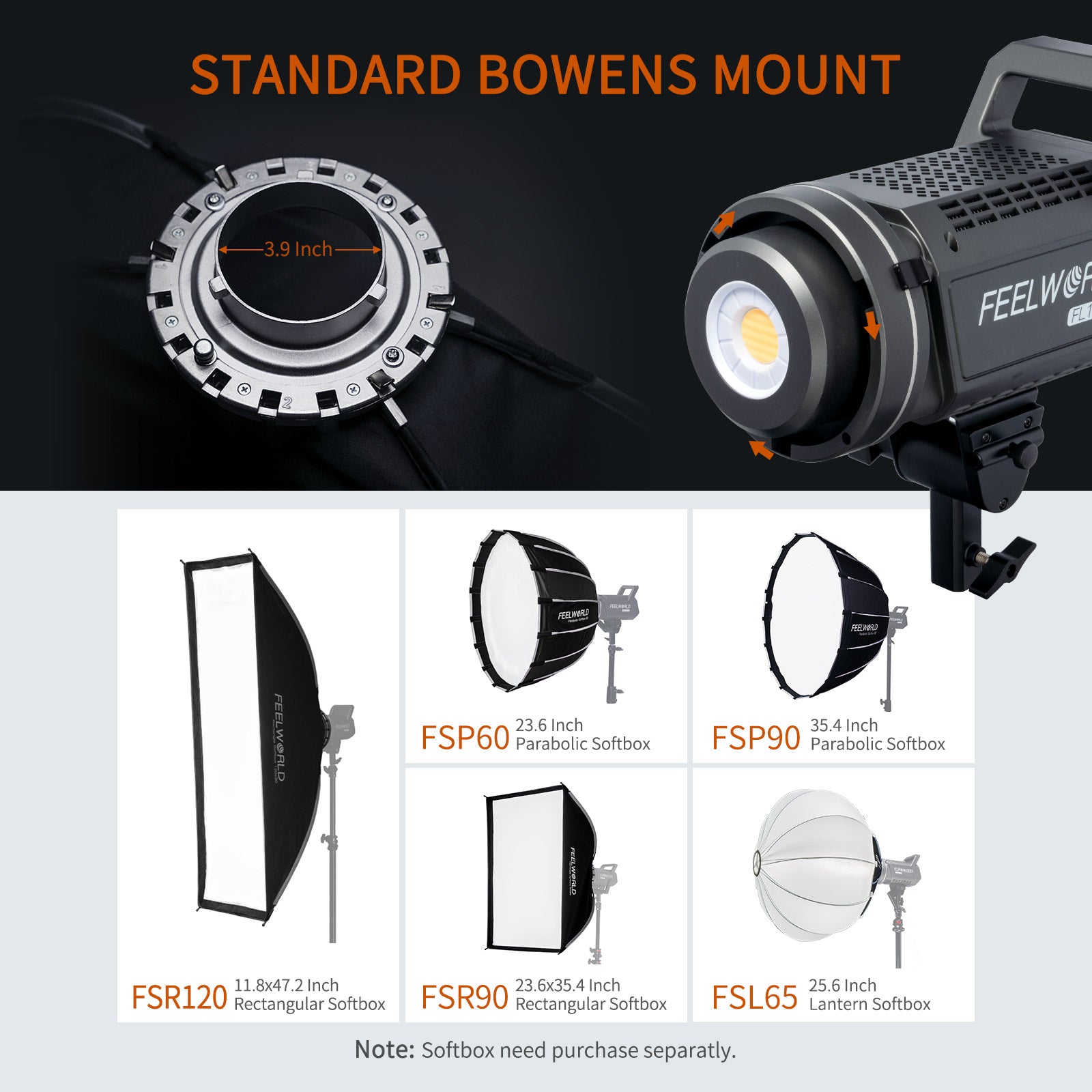 FeelWorld FL125B Lumière vidéo 125W bicolore 2700-6500K