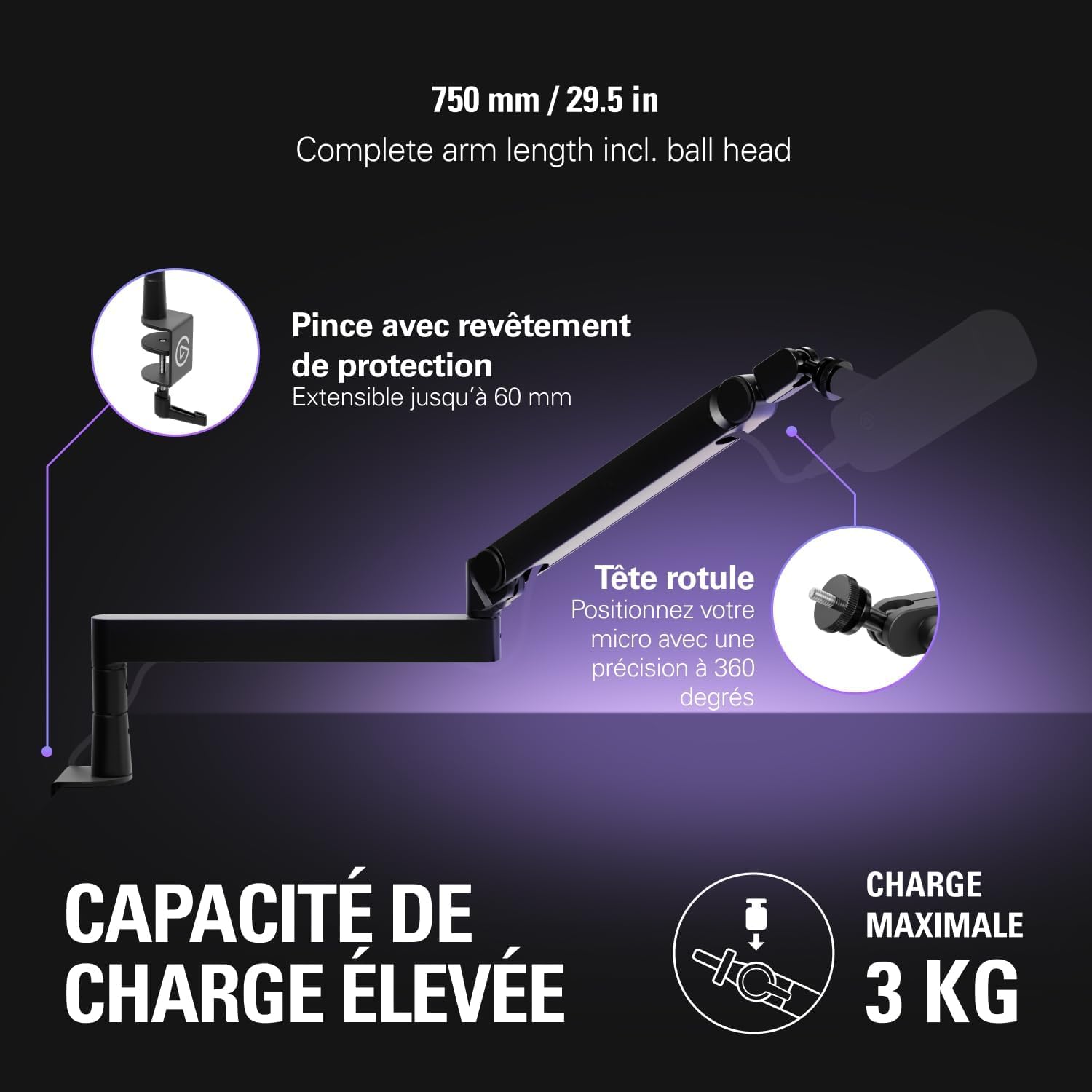 Elgato Wave Mic Arm Pro bras microphone noir 3 kg