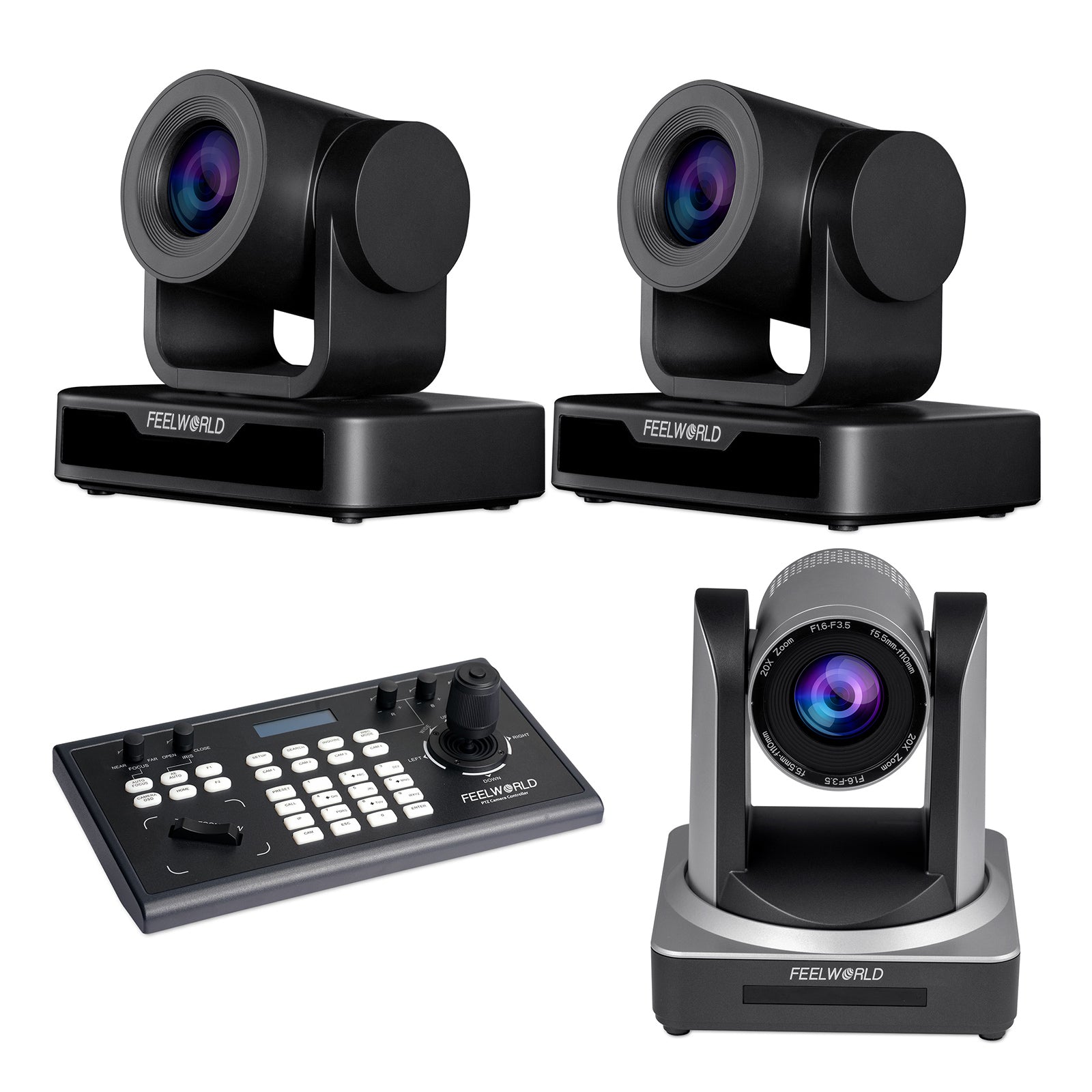 FeelWorld KBC10 Kit PTZ Contrôleur + 2 USB10X + POE20X Direct