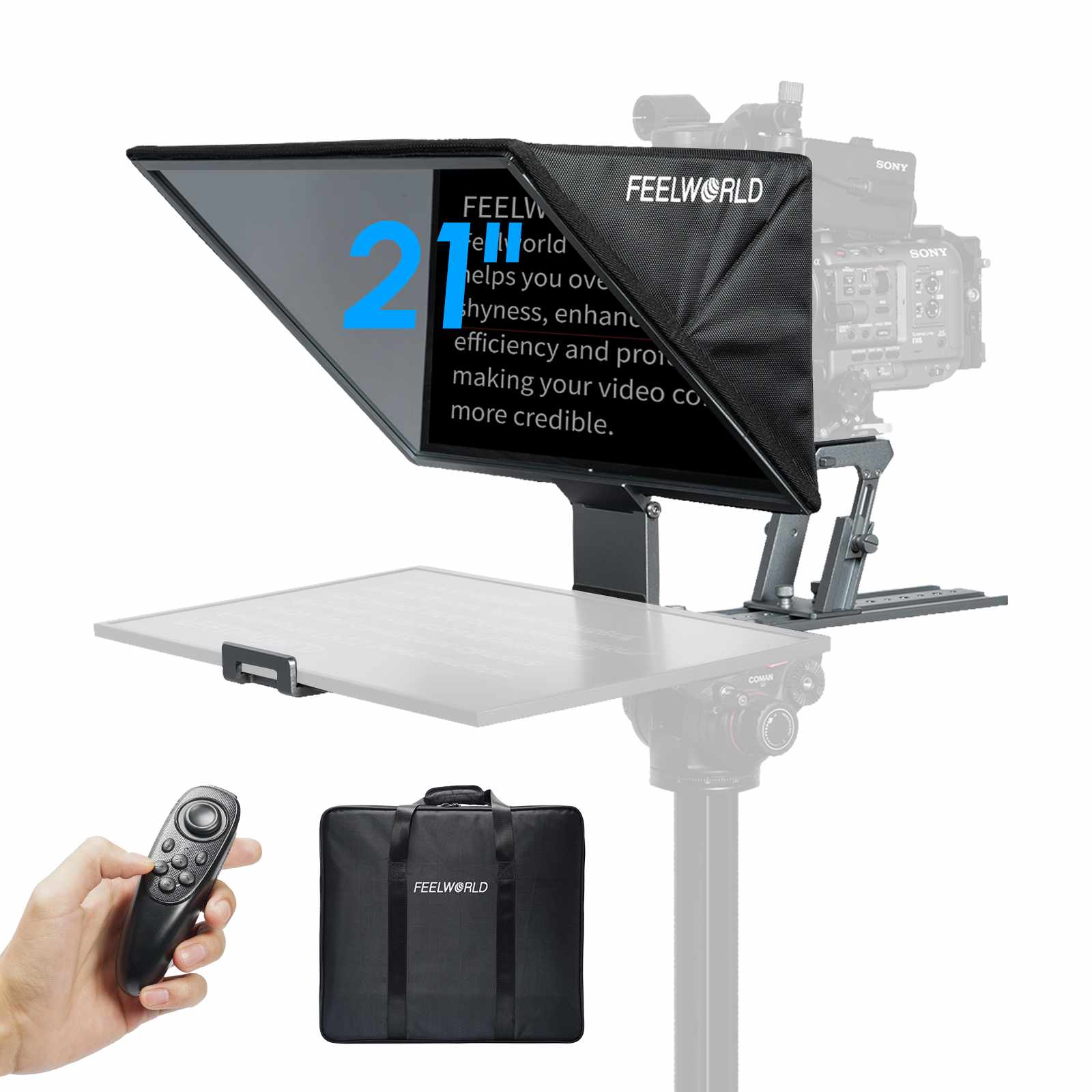 FeelWorld TP21 prompteur 21" pliable Bluetooth studio