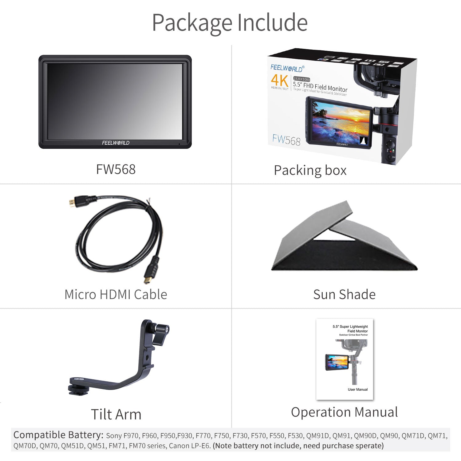 FeelWorld FW568 V3 moniteur caméra 6" HDMI Full HD