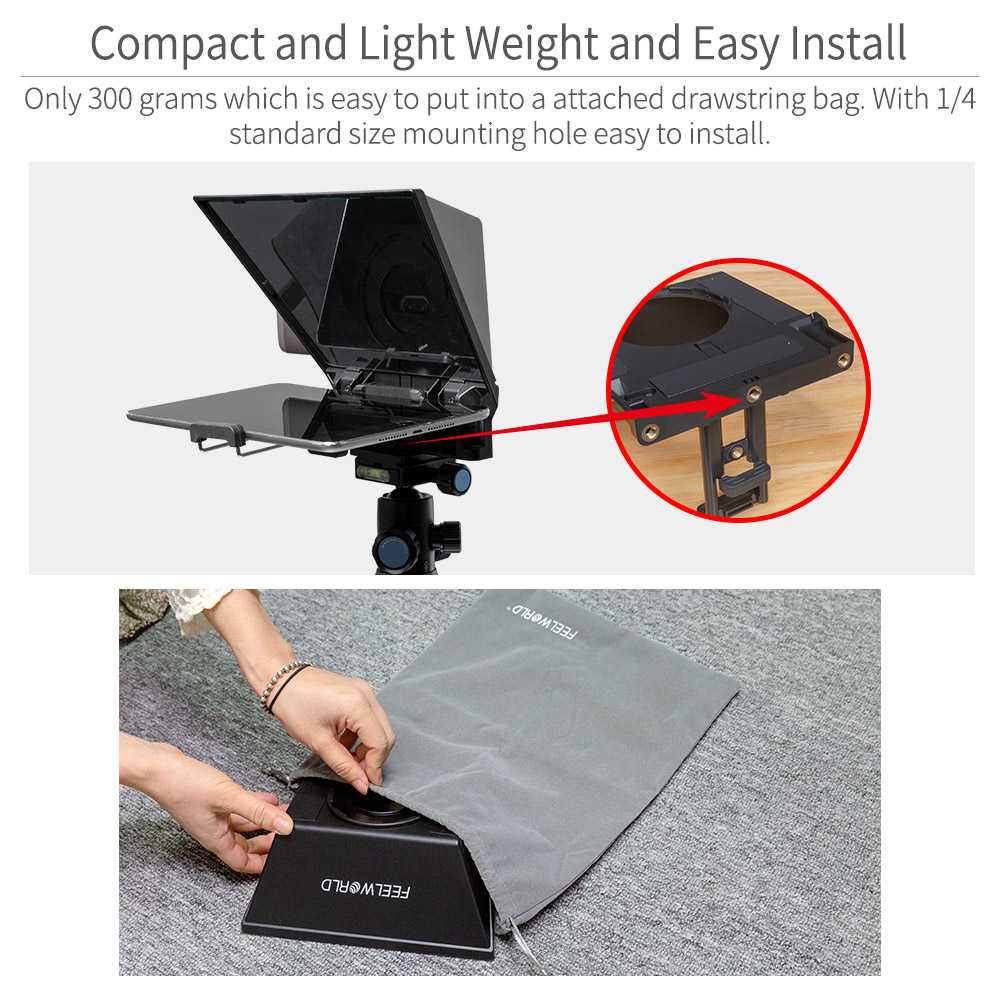 FeelWorld TP2A prompteur 8" tablette smartphone DSLR