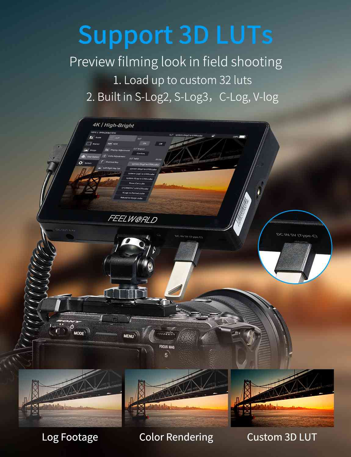 FeelWorld Broadcast Monitor F5 PROX 5,5" 1600 nits batterie