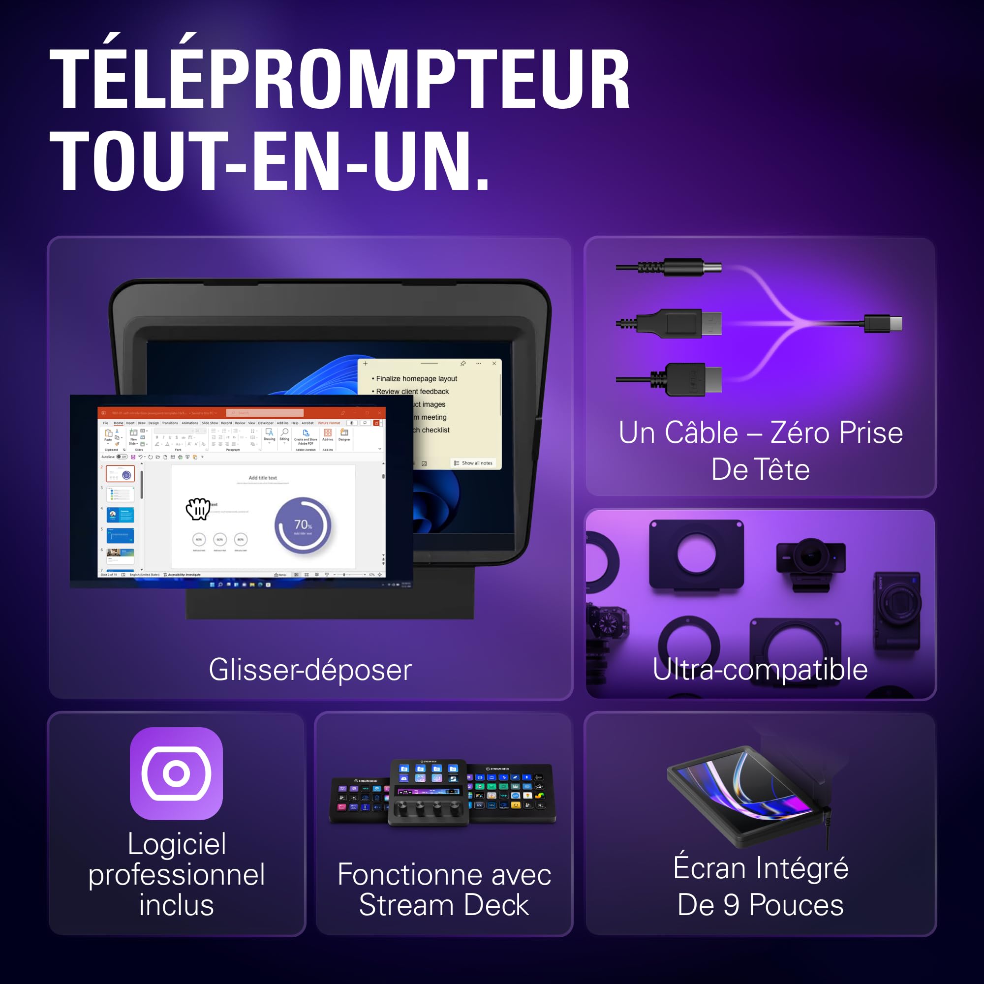 Elgato Prompter téléprompteur écran 9 pouces USB-C