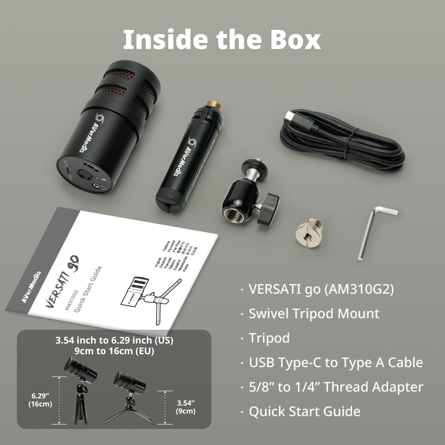 AVerMedia Live Streamer VERSATI GO AM310G2 micro USB cardioïde