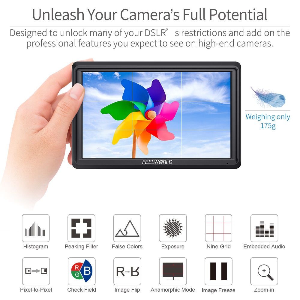 FeelWorld S55 V3 Moniteur vidéo 6 pouces 4K HDMI 3D LUT