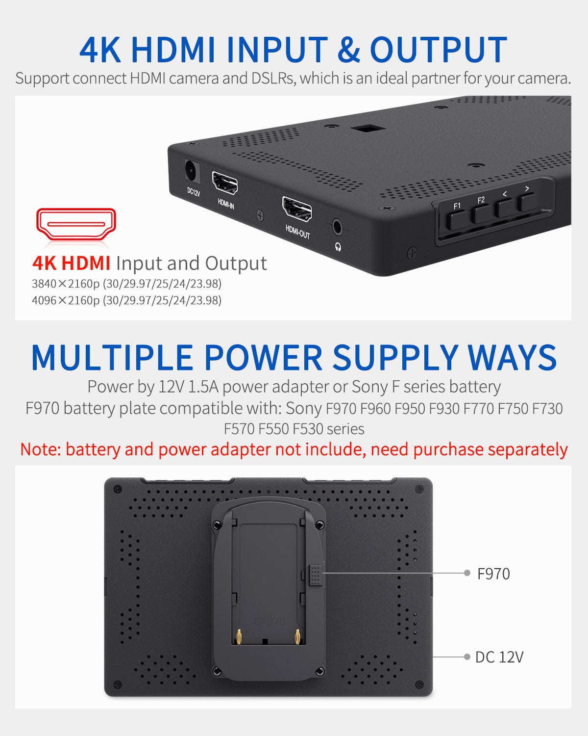 FeelWorld T7 PLUS moniteur terrain 7" 3D LUT HDMI 4K alu