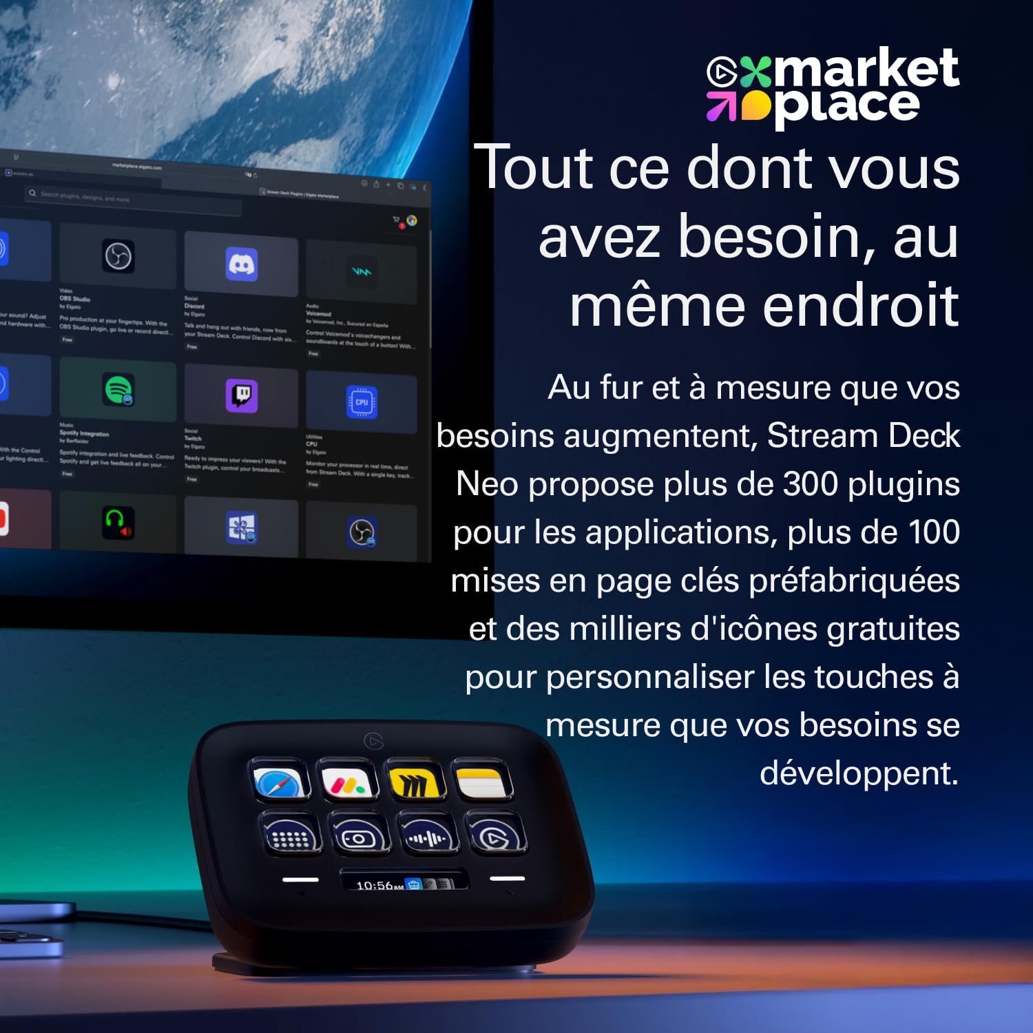 Elgato Stream Deck Neo Contrôleur 8 Touches LCD Noir