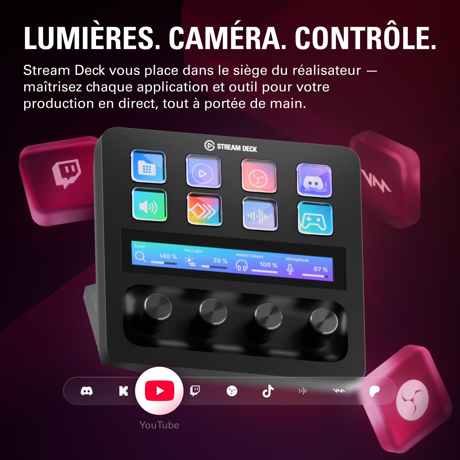Elgato Stream Deck + console noir boutons rotatifs tactile
