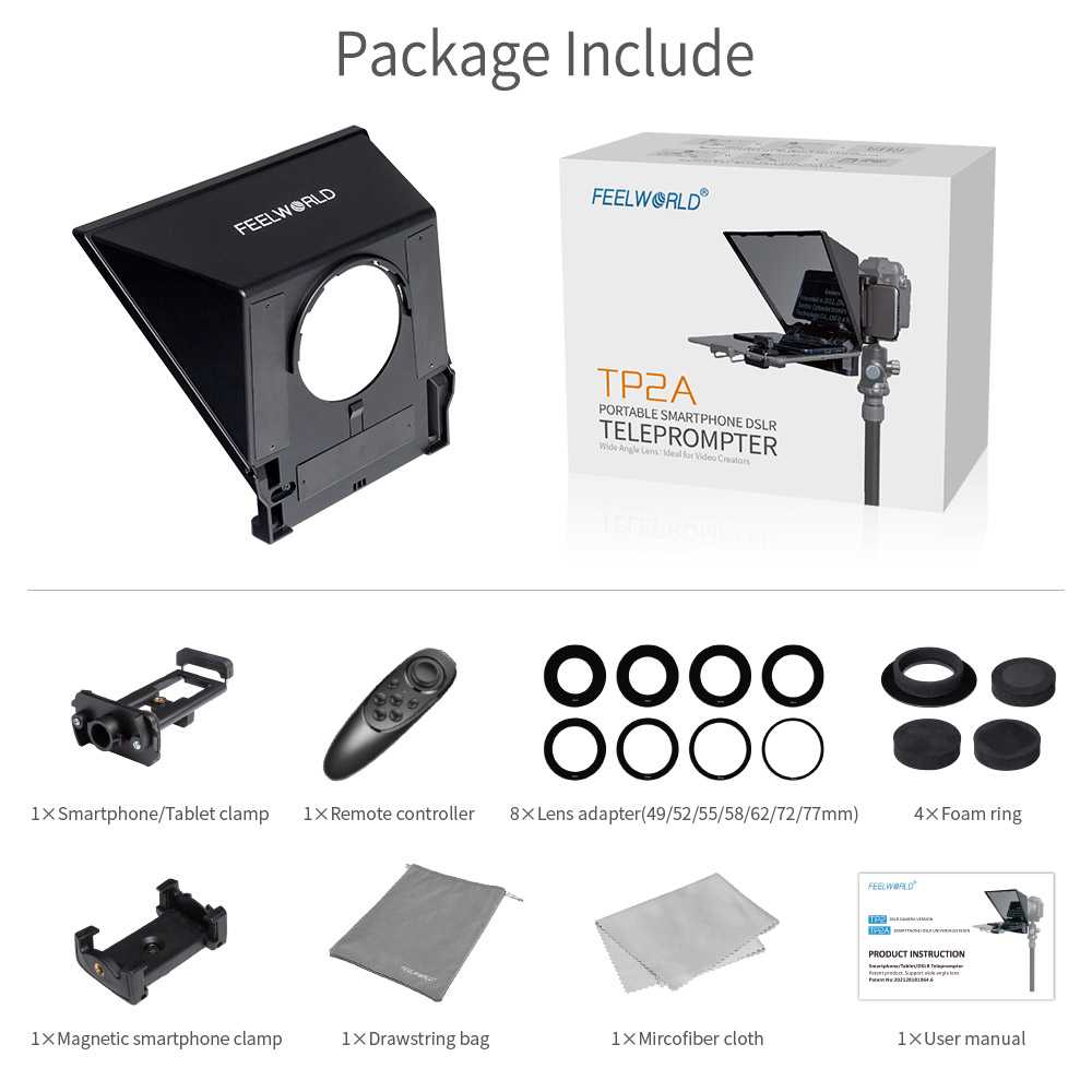 FeelWorld TP2A prompteur 8" tablette smartphone DSLR
