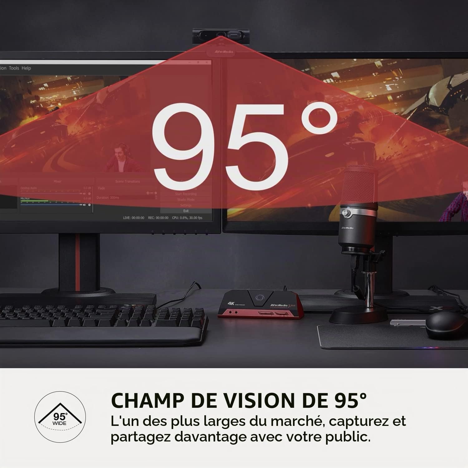 AVerMedia Live Streamer CAM 315 PW315 webcam 1080p60 fixe noir