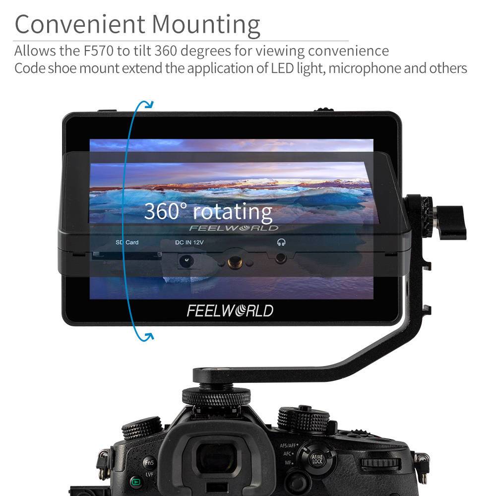 FeelWorld F6 PLUS bras articulé moniteur 5,5 pouces tilt